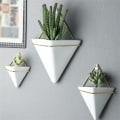 Miniatyrbillede 3 af 5: Hængende Planter Væg Hængende Planter Rum Dekoration Vas Kurv Indendørs Udendørs Have Balkon Kontor Hængende, Hvid Keramisk Guld Jern Fra