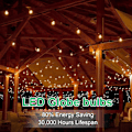 Pikkukuva 5 / 5: 25 kpl G40 LED-lamppuja, E12 LED-kynttiläkanta, 0,6 W LED-lamput vastaavat 7 W Edison-lamppuja, särkymätön pallolamppu ulkokäyttöön