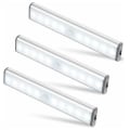 Pikkukuva 1 / 5: Kolme 10 LED-kaapin valoa, langaton, USB-ladattava, magneettinen, liiketunnistin, 2 valaistustilaa, kaapin valot, hätävalot, yö L