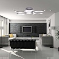 Miniatyrbilde 4 av 5: LED-taklamper, moderne hvite akrylpanellampe i metall, 24W 5500K bølgeformet lampe for hjem, stue, bad, kjøkken, soverom, stue