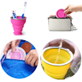 Miniatyrbild 4 av 5: Silikon Hopfällbar Mugg med Lock - Portabel Vikbar Mugg för Resor, Camping, Vandring | Läcksäker & Återanvändbar (5-pack)