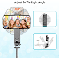 Miniatyrbillede 5 af 5: Stabil Selfie Stick Tripod med Fyldlys, 44 Tommer Udtrækkelig Selfie Stick med Trådløs Fjernbetjening og Tripod Stand 360 Graders Rotation til iPhone 15/14/13/12