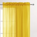 Miniatyrbilde 2 av 5: Gule tyllgardiner, lett transparente tyllgardiner med stanglomme for soverom og stue, 137 x 213 cm lange, sett med 2