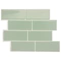 Selvklebende kjøkken- og baderomsbacksplash, veggfliser, selvklebende grønne fliser, sett med 4 ark, 29,4 x 21,3 cm