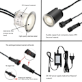 Miniatyrbillede 4 af 5: Sæt med 16 udendørs LED-spotlights, IP67 vandtæt, Ø 32mm, udendørs indbyggede spotlights til træterrasse, pool, have, trapper, Wo