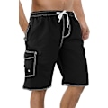 Miniatyrbilde 1 av 5: Badebukser for menn, hurtigtørkende badeshorts med nettingfôr, morsomme badeklær - XL - Svart