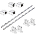 Pikkukuva 2 / 5: x 500 mm lineaariakseli Ø 8 mm Vaakasuora lineaarinen kuulalaakeriohjaus + 4 x SK8-tuet + 4 x SCS8UU-laakerilohkot