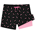 Miniatyrbild 1 av 5: 2-i-1 Badbyxor för Män 7 Tums Badshorts Set Strandbyxor - Storlek L - Haj Svart