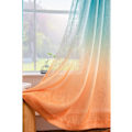Miniatyrbild 3 av 5: Linne-texturerade Ombre Gardiner - 134,32cm x 213,36cm Halvtransparenta Paneler (Set om 2) - Solnedgångsgradient i Orange/Grön/Blågrön/Mint