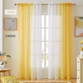Miniatyrbild 1 av 5: Ombre Skira Gardinen 137x213 cm - Imitationslinne Dubbelsidiga (Set om 2) - Ljusfiltrerande med Integritet - Gul Gradient för Sovrum/Vardagsrum