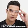 Miniatyrbild 4 av 4: Skyddsglasögon, snygga goggles, imfria linser, alternativ till vanliga skyddsglasögon för laboratorier och sjukvård, transparent grå ram
