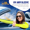 Miniatyrbillede 2 af 5: 6 Par Ærmer UV Beskyttelse Reflekterende Stribe Solbeskyttelse Kølende Ærmer UPF50 Arm Kompressionsærmer Fluorescerende Gul