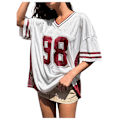 Miniatyrbillede 1 af 4: Strikket damebluse Y2k Toppe Grafisk Fodbold Sommer Oversized T-shirt Toppe L
