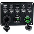 Miniatyrbillede 1 af 5: 5-vejs 12v/24v Inline-sikring Box Led-kontaktpanel Dobbelt USB Bil Båd Lastbil