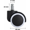 Miniatyrbillede 4 af 5: 5 x Hårde gulv drejestolbetræk 11mm 10mm/50mm hjul til kontorstol sort/hvid HIASDFLS