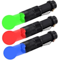 Miniatyrbillede 1 af 5: Mini LED Lommelygte Grønt/Rødt/Blåt Lys Lommelygte 3 Lysindstillinger til Camping, Vandring, Nattesyn, Natfiskeri, Natkørsel (3 stk.) [Energiklasse
