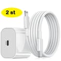 st iPhone snabbladdare USB-C strömadapter 20W + kabel vit