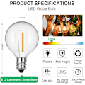 Pikkukuva 2 / 5: 25 kpl G40 LED-lamppuja, E12 LED-kynttiläkanta, 0,6 W LED-lamput vastaavat 7 W Edison-lamppuja, särkymätön pallolamppu ulkokäyttöön