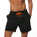 Miniatyrbild 1 av 5: 2 i 1 Badbyxor för Män 7 Tum Badbyxor Badkläder Set Strandshorts - Storlek L - Svart