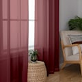 Miniatyrbillede 2 af 5: Burgundy Gennemsigtige Gardiner 249 cm Lange, Lysfiltrerende Køkkengardiner til Soveværelse/Stue/Køkkenvinduer, Tyl Top Dobbelt Stanglommer 2-Delt Sæt