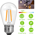 Pikkukuva 5 / 5: LED E27 Edison -ruuvikanta, 2200K lämmin valkoinen valo, 2W vastaa 20W, särkymätön E27 vintage-lamppu S14 LED-filamentti ulkolamppujen vaihto, 6 kpl