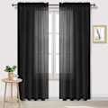 Miniatyrbilde 1 av 5: Svarte tyllgardiner, halvtransparente tyllstanggardiner for soverom og stue, 137 x 213 cm lange, sett med 2