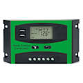 Miniatyrbild 1 av 5: 30A Solcellsladdningsregulator 12V 24V LCD-funktion Dubbel USB-utgång 5VDC Solcellspanel Batteriladdningsregulator