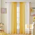 Miniatyrbild 2 av 5: Ombre Skira Gardinen 137x213 cm - Imitationslinne Dubbelsidiga (Set om 2) - Ljusfiltrerande med Integritet - Gul Gradient för Sovrum/Vardagsrum