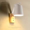Miniatyrbillede 1 af 4: Led Metal Trævæglampe Moderne Enkel Kreativ Soveværelse Sengelampe Retro Kreativ Balkon Massivt Trævæglampe E27 Stil Uden Lys Sou