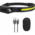 Ladeskjorte, vanntett LED-hodelykt med bevegelsessensor, 230° 5 lysmoduser og USB-kabel for barn og voksne, løping, camping, jogging