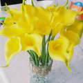 Miniatyrbillede 5 af 5: 20 stk. Brude Calla Liljer Kunstig Blomsterbuket Latex Blomsterhoved Real Touch Hjemmefest Bryllupsdekoration (Gul)