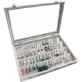 Örhängesbox med sammetsfoder och genomskinligt lock, organiserar och förvarar 32 par örhängen, örhängebricka, displaybox