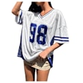Miniatyrbillede 1 af 4: Dame sweater Y2k toppe grafisk fodbold sommer oversized t-shirt toppe blå L