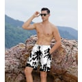 Miniatyrbild 2 av 4: Badbyxor för män, sommar, snabbtorkande strandshorts med sidofickor och meshfoder - L - Svart