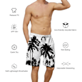 Miniatyrbild 3 av 4: Badbyxor för män, sommar, snabbtorkande strandshorts med sidofickor och meshfoder - L - Svart