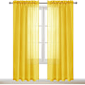 Miniatyrbilde 5 av 5: Gule tyllgardiner, lett transparente tyllgardiner med stanglomme for soverom og stue, 137 x 213 cm lange, sett med 2