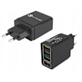 Miniatyrbillede 6 af 11: 2 pakke Mobillader / Hurtiglader med 4 stik - QC3 Black