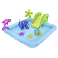 Miniatyrbillede 7 af 7: Uppblåsbar Pool med rutchkana, djur, vattensprut, 239x206x86cm Multicolor