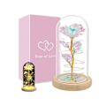 Miniatyrbillede 2 af 11: Luksuriøs evig rose i glas med LED lys Multicolor