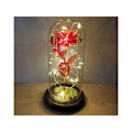Miniatyrbillede 3 af 11: Luksuriøs evig rose i glas med LED lys Red