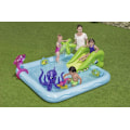 Miniatyrbillede 1 af 7: Uppblåsbar Pool med rutchkana, djur, vattensprut, 239x206x86cm Multicolor