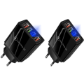 Miniatyrbillede 1 af 11: 2 pakke Mobillader / Hurtiglader med 4 stik - QC3 Black