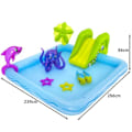 Miniatyrbillede 2 af 7: Uppblåsbar Pool med rutchkana, djur, vattensprut, 239x206x86cm Multicolor
