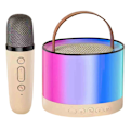 Miniatyrbillede 11 af 11: Bärbar Bluetooth Karaoke-högtalare med 2 trådlös mikrofon Beige