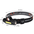 Miniatyrbillede 2 af 7: Genopladelig pandelampe 1x CREE LED + 1x COB LED Black