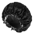 Double Layer Satin Bonnet for Men, Waterproof Shower Cap Adjustable Drawstring Hair Reusable Bathing Men Curly Braids, Black -