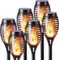 Solar Lights with Flame Effect - 6-pack Waterproof Solar Lights, Flickering Flame Effect for Decoration, Garden, Patio, Path, Lawn