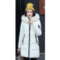 Miniatyrbillede 2 af 2: Dame Pufferjakke Vinter Lang Frakke Almindelig Pasform Varm Basic Casual Jakke White L