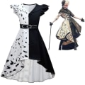 Miniatyrbild 1 av 5: Halloween Barn Cruella De Vil Cosplay Kostym Klänning För Flickor 110cm