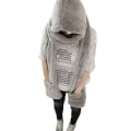 Miniatyrbilde 2 av 4: Vinter Varm Dame Hettegenser Hansker Lomme Øreklaff Lue Langt Skjerf Sjal Snood Wraps Deep Gray